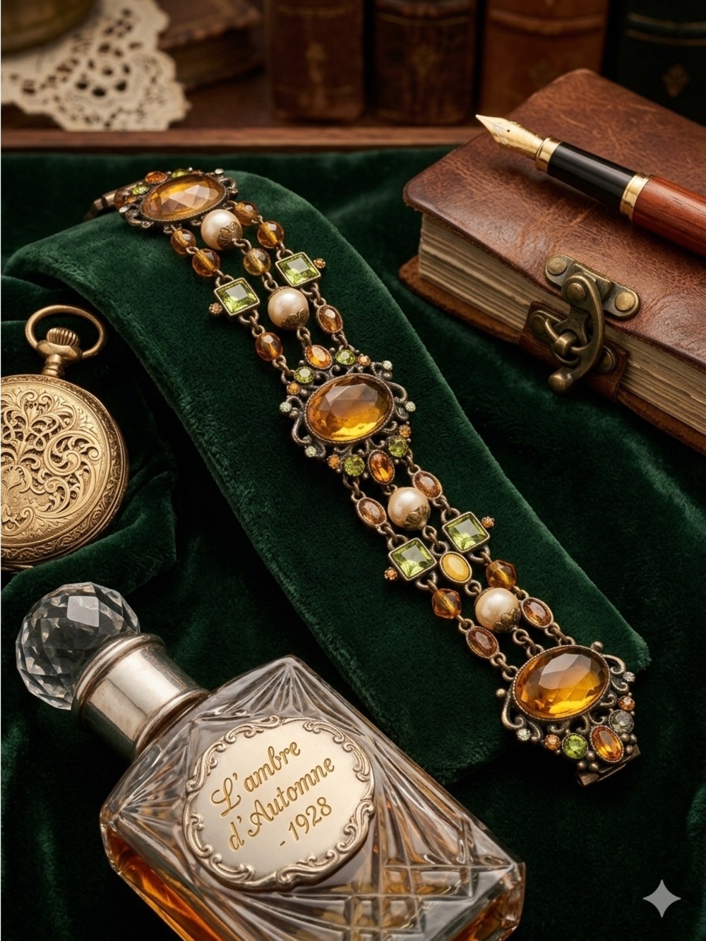 Sweet Romance Amber and Pearl Multi-Gem Bracelet